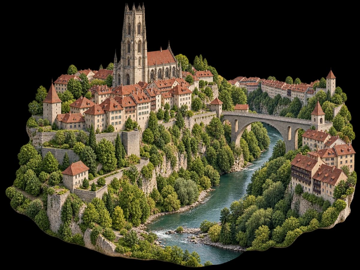 Illustration de Fribourg en miniature